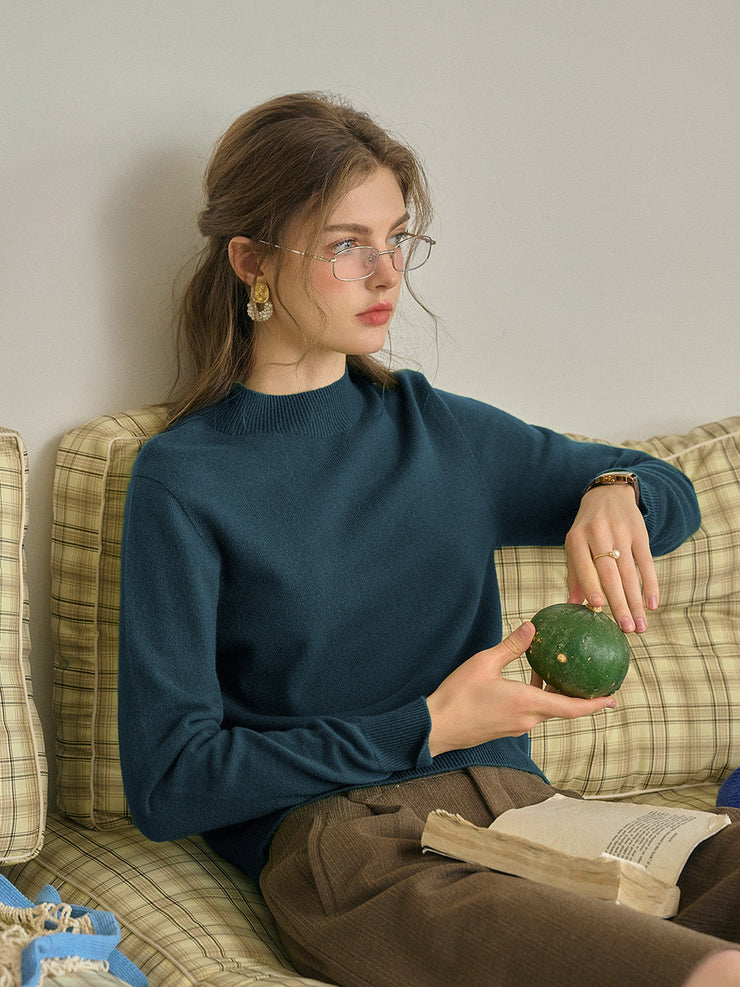 Kamari Mock Neck 100% Wool Slim Fit Knit Sweater