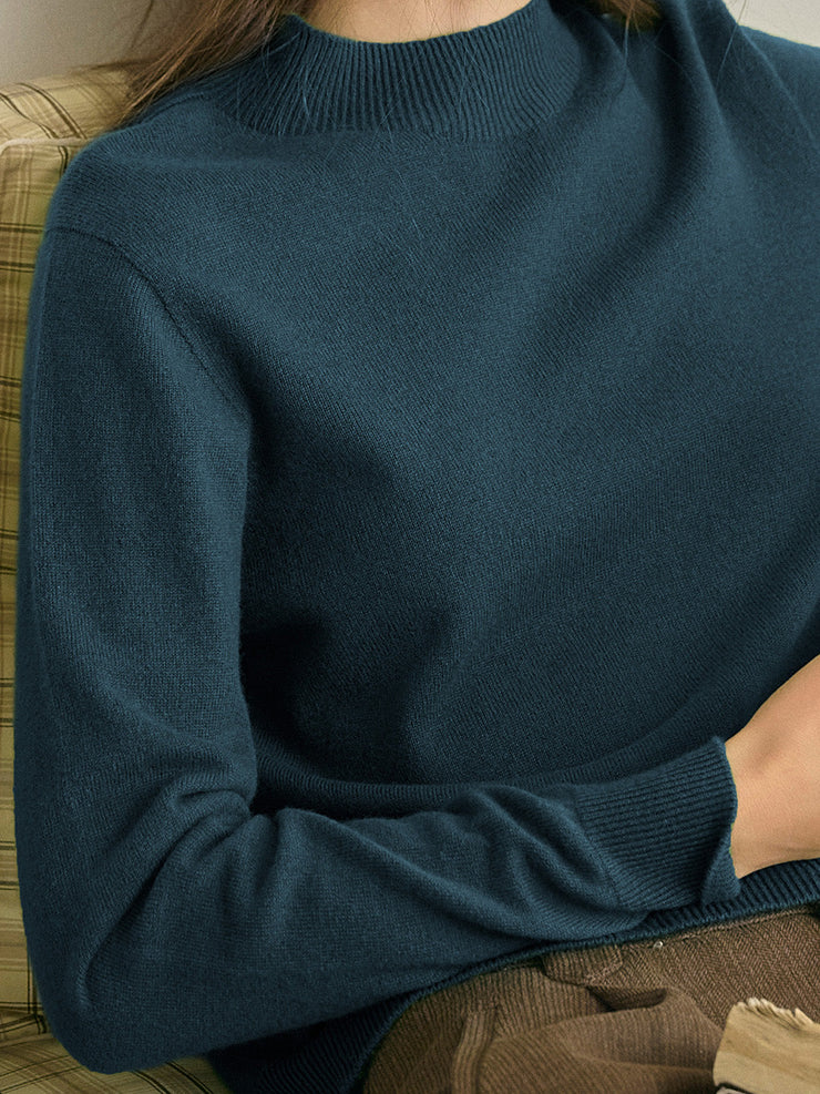 Kamari Mock Neck 100% Wool Slim Fit Knit Sweater