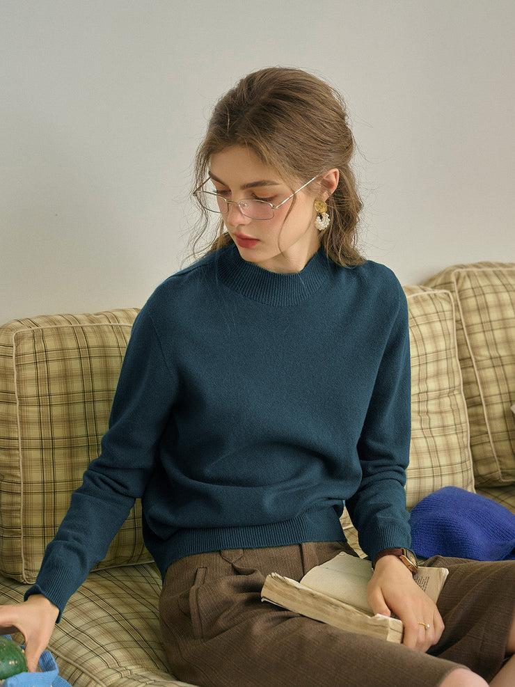 Kamari Mock Neck 100% Wool Slim Fit Knit Sweater