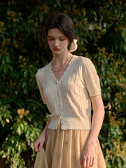 Amira Wave V-neck Cotton Knitted Cardigan