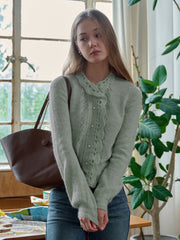 Lauren Wavy Collar Hollow Knit Cardigan