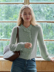 Lauren Wavy Collar Hollow Knit Cardigan