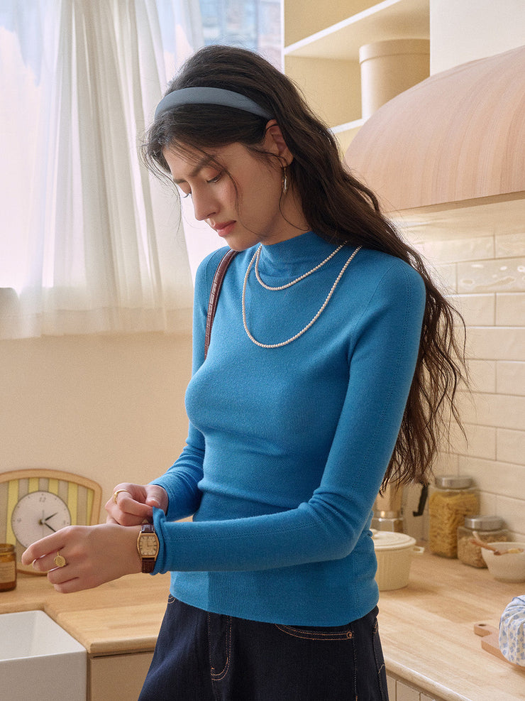 Annalise Mock Neck 100% Merino Wool Sweater