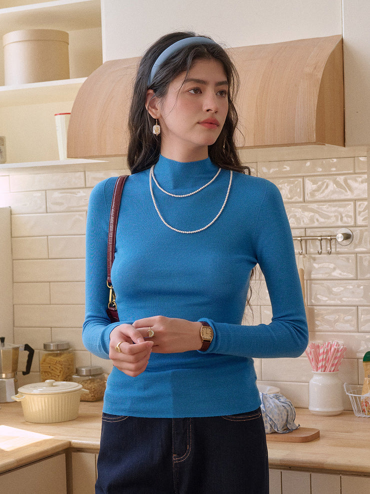 Annalise Mock Neck 100% Merino Wool Sweater