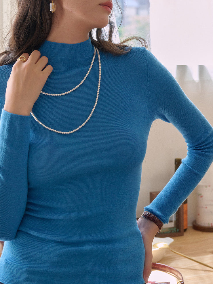 Annalise Mock Neck 100% Merino Wool Sweater