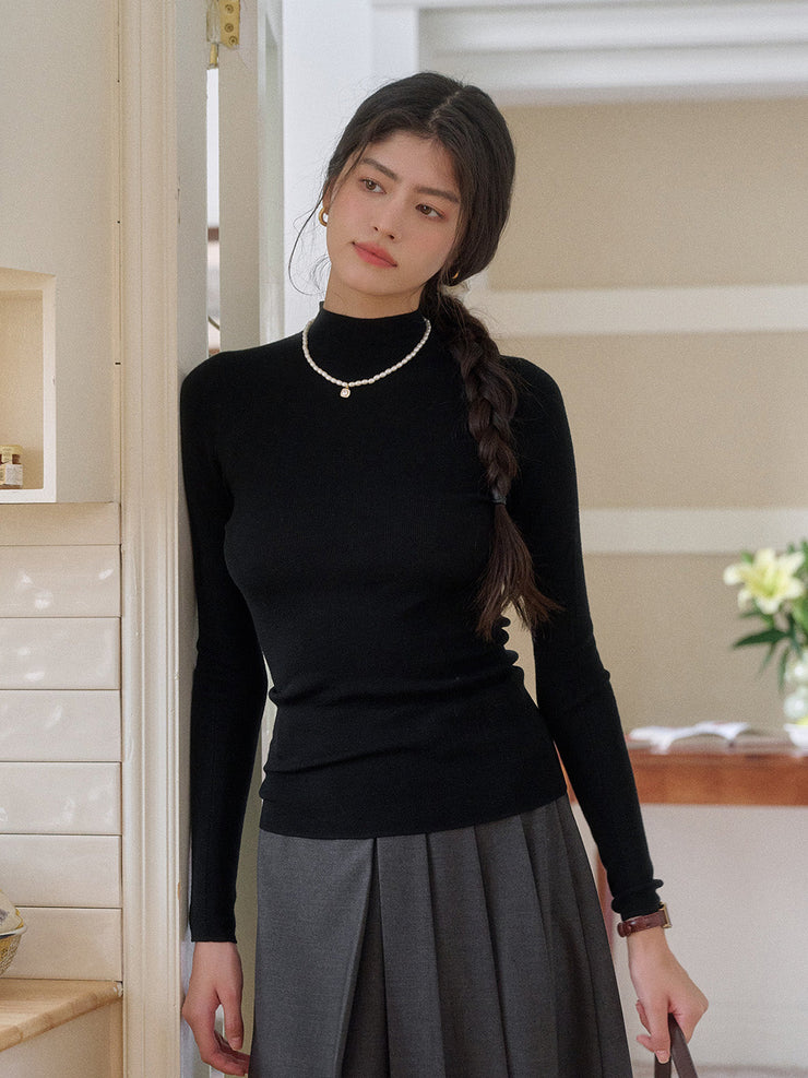 Annalise Mock Neck 100% Merino Wool Sweater