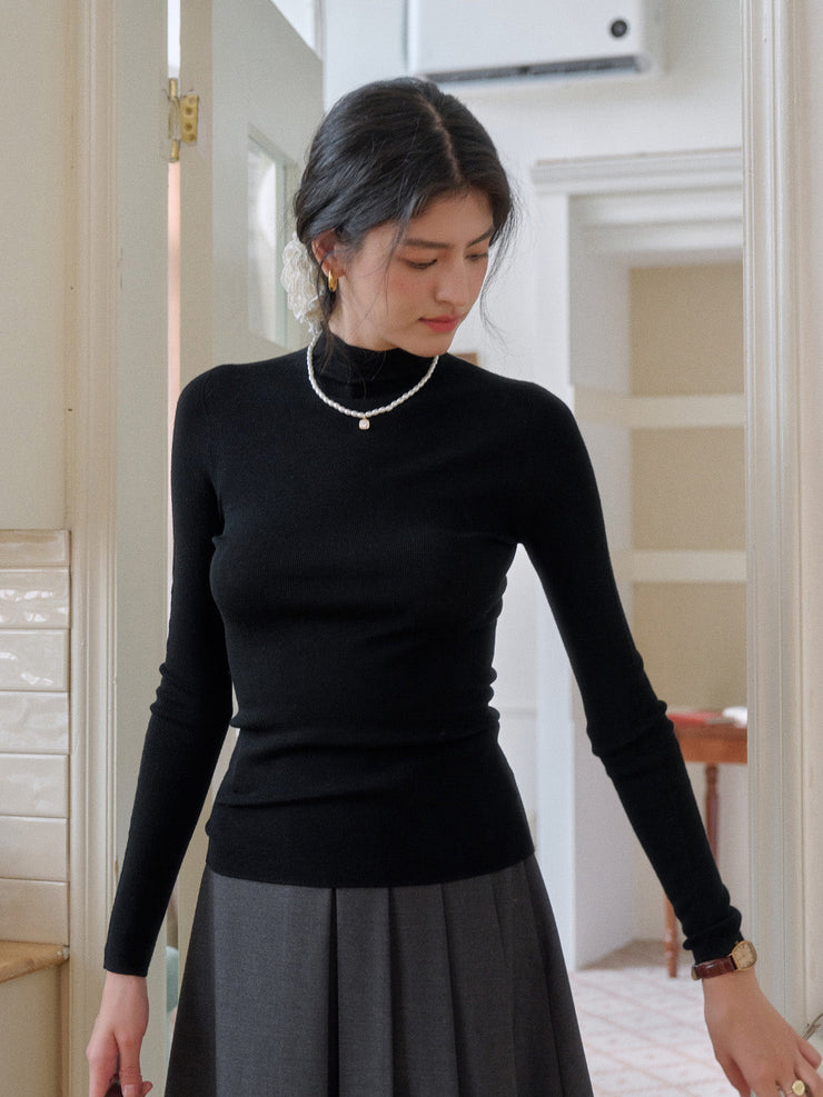 Annalise Mock Neck 100% Merino Wool Sweater