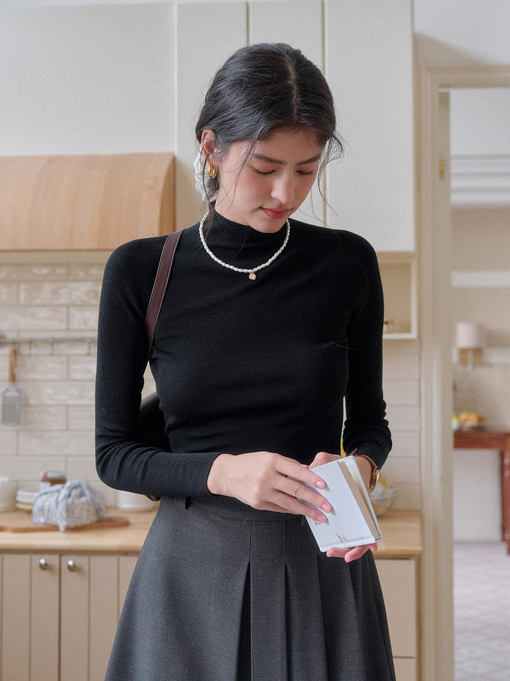 Annalise Mock Neck 100% Merino Wool Sweater