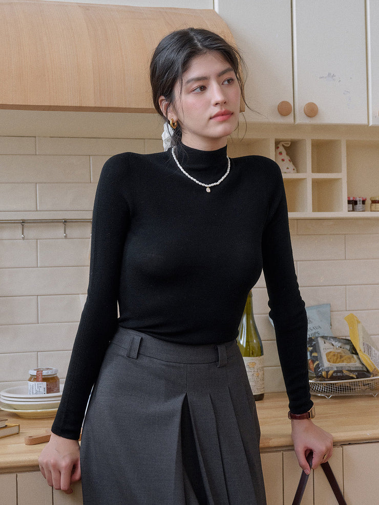 Annalise Mock Neck 100% Merino Wool Sweater