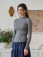 Amanda Ruffle Collar 100% Wool Sweater
