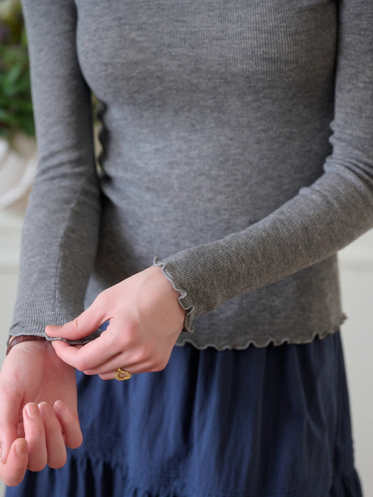 Amanda Ruffle Collar 100% Wool Sweater