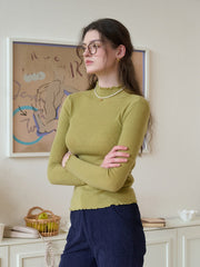 Amanda Ruffle Collar 100% Wool Sweater