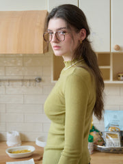 Amanda Ruffle Collar 100% Wool Sweater