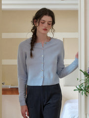 Dayana Round Neck 100% Wool Cardigan