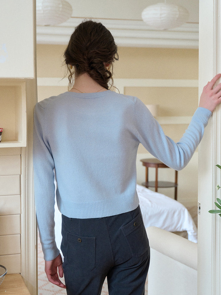 Dayana Round Neck 100% Wool Cardigan