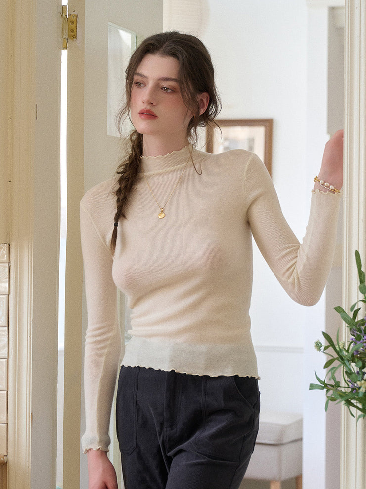 Amanda Ruffle Collar 100% Wool Sweater
