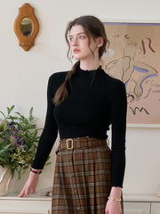 Amanda Ruffle Collar 100% Wool Sweater