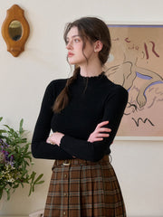 Amanda Ruffle Collar 100% Wool Sweater