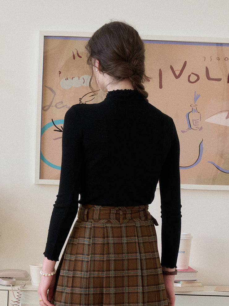 Amanda Ruffle Collar 100% Wool Sweater