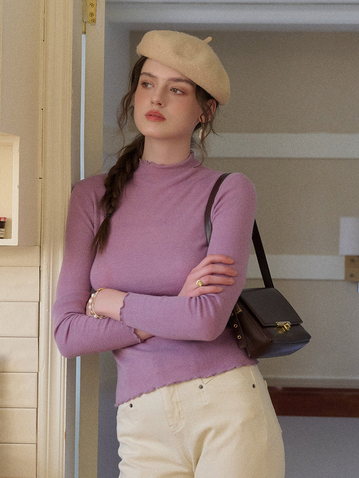 Amanda Ruffle Collar 100% Wool Sweater