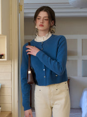 Dayana Round Neck 100% Wool Cardigan