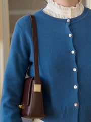 Dayana Round Neck 100% Wool Cardigan