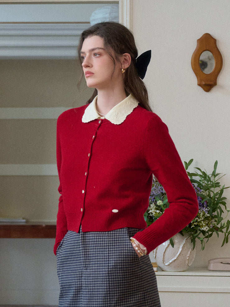 Dayana Round Neck 100% Wool Cardigan