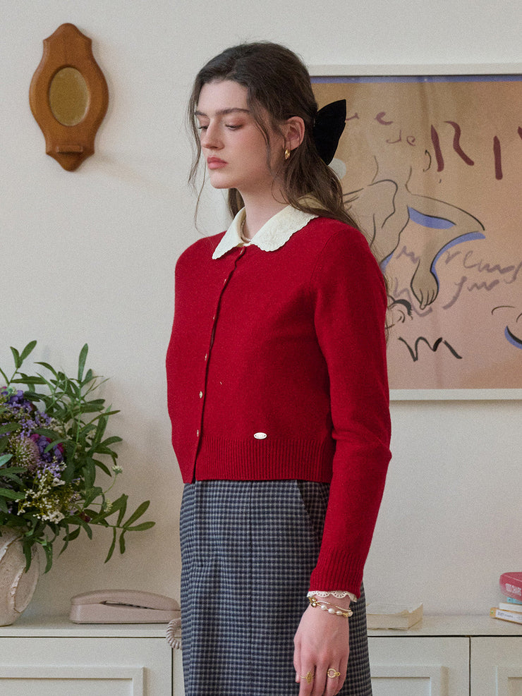 Dayana Round Neck 100% Wool Cardigan