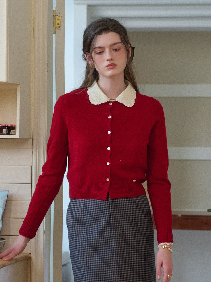 Dayana Round Neck 100% Wool Cardigan