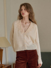 Charlee V-Neck Lace Embroidery Cardigan