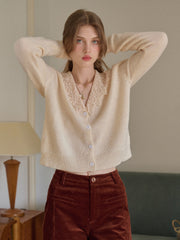 Charlee V-Neck Lace Embroidery Cardigan