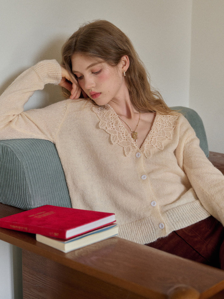 Charlee V-Neck Lace Embroidery Cardigan