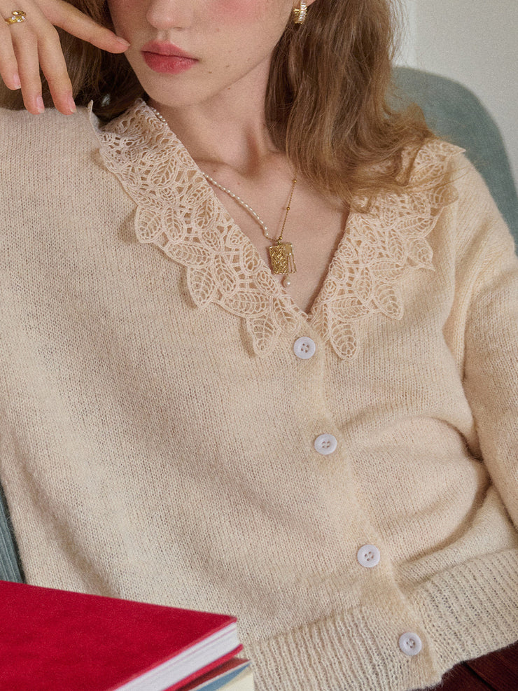 Charlee V-Neck Lace Embroidery Cardigan