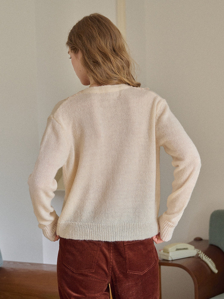 Charlee V-Neck Lace Embroidery Cardigan