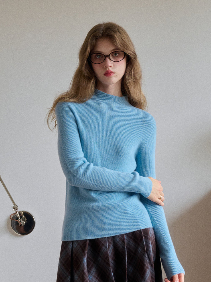 Abby Mock Neck Ribbed Sweater