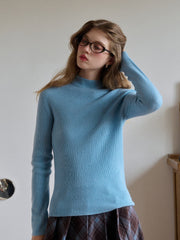 Abby Mock Neck Ribbed Sweater