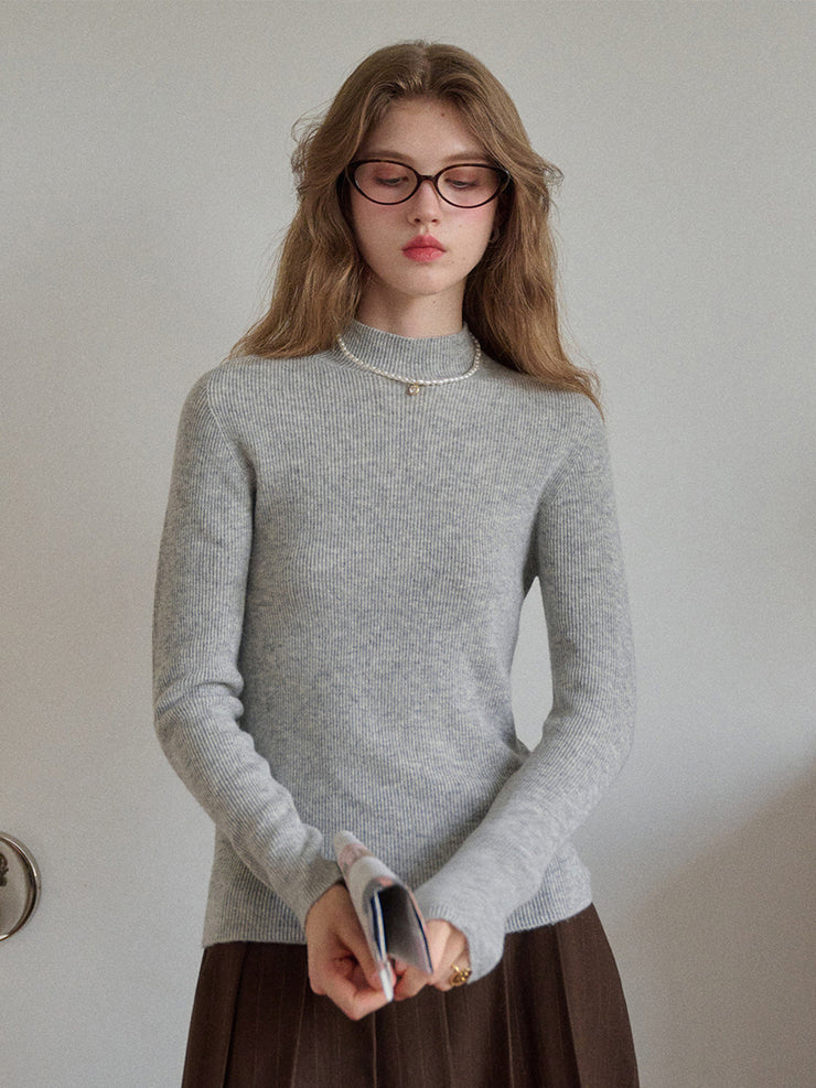 Abby Mock Neck Ribbed Sweater