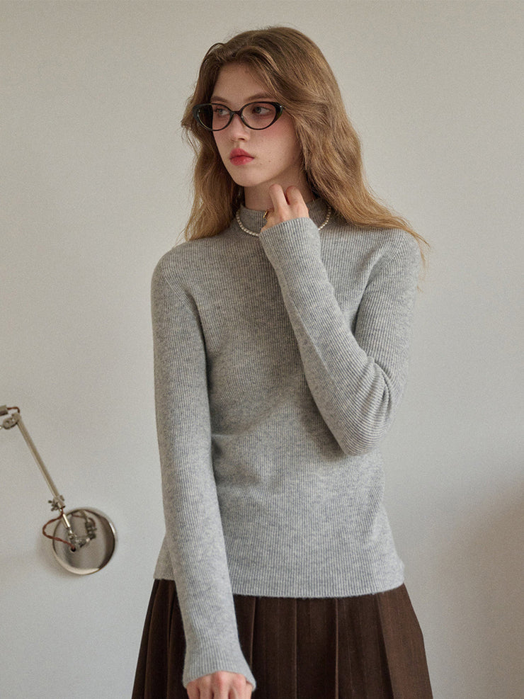 Abby Mock Neck Ribbed Sweater