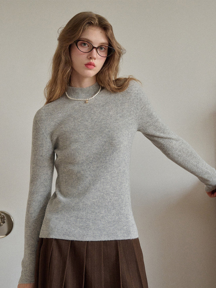 Abby Mock Neck Ribbed Sweater