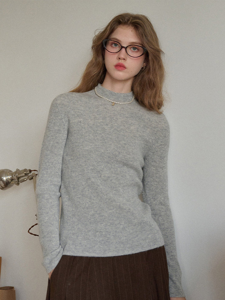 Abby Mock Neck Ribbed Sweater