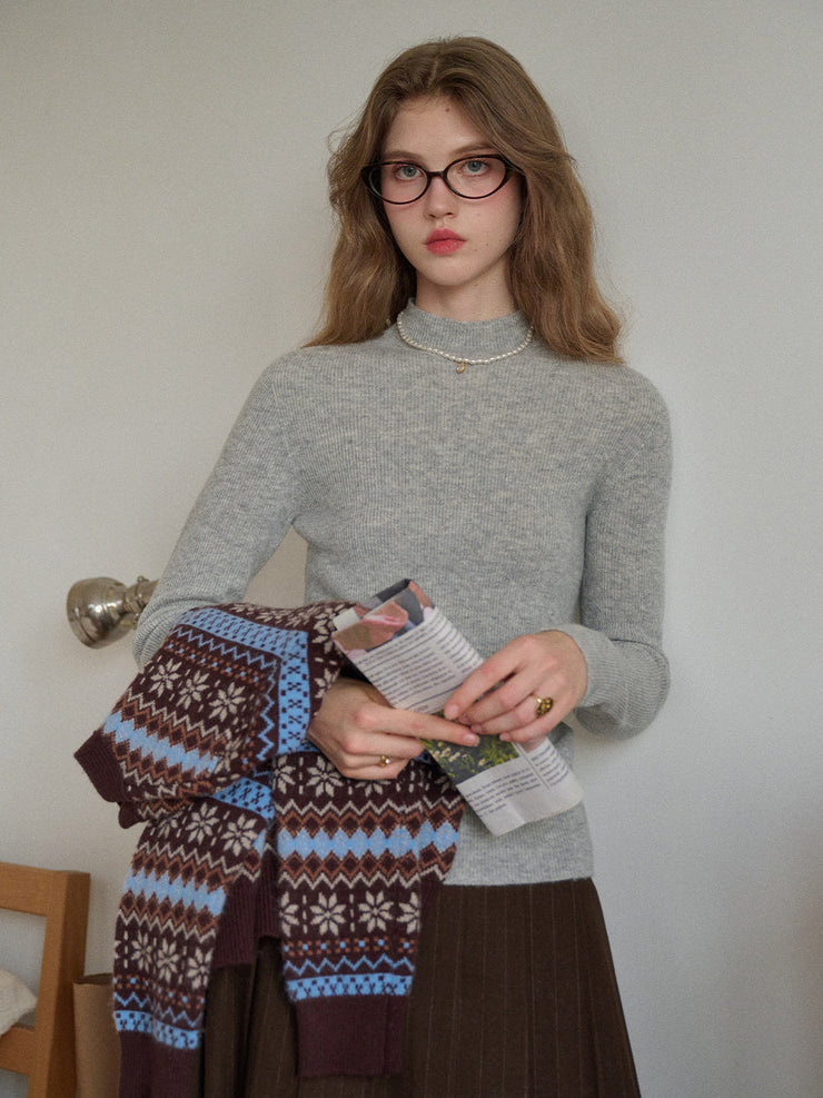 Abby Mock Neck Ribbed Sweater