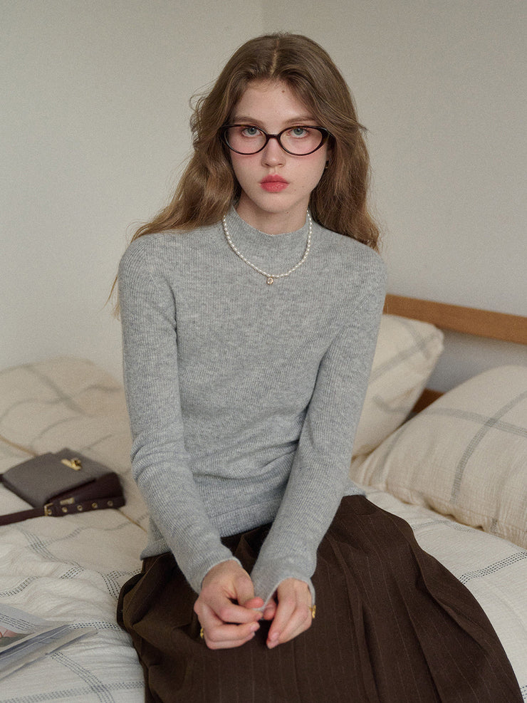 Abby Mock Neck Ribbed Sweater