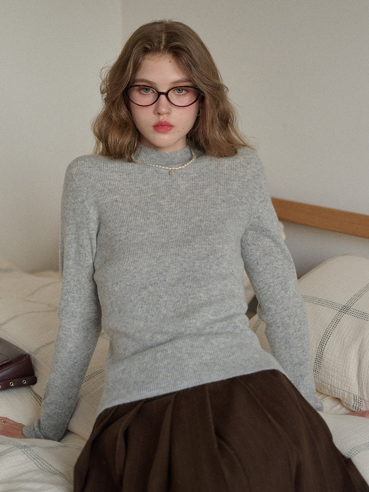 Abby Mock Neck Ribbed Sweater