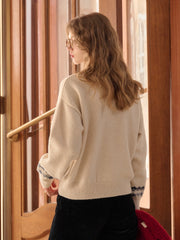 Violeta Polo Collar Jacquard Wool Sweater