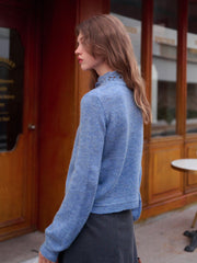 Lauren Wavy Collar Hollow Knit Cardigan