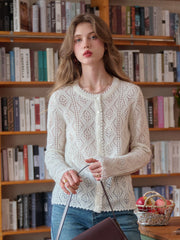 Phoenix V-Neck Hollow Knit Cardigan