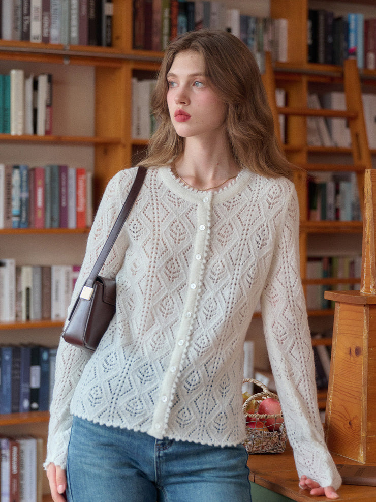 Phoenix V-Neck Hollow Knit Cardigan
