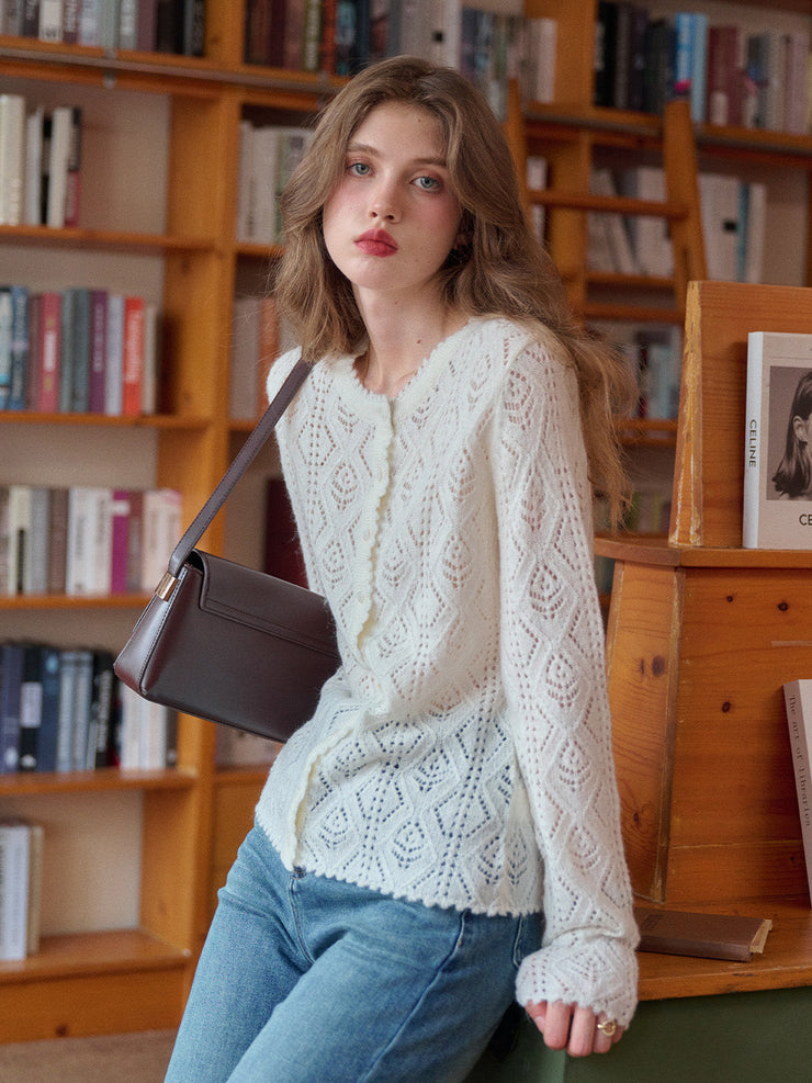 Phoenix V-Neck Hollow Knit Cardigan