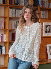 Phoenix V-Neck Hollow Knit Cardigan
