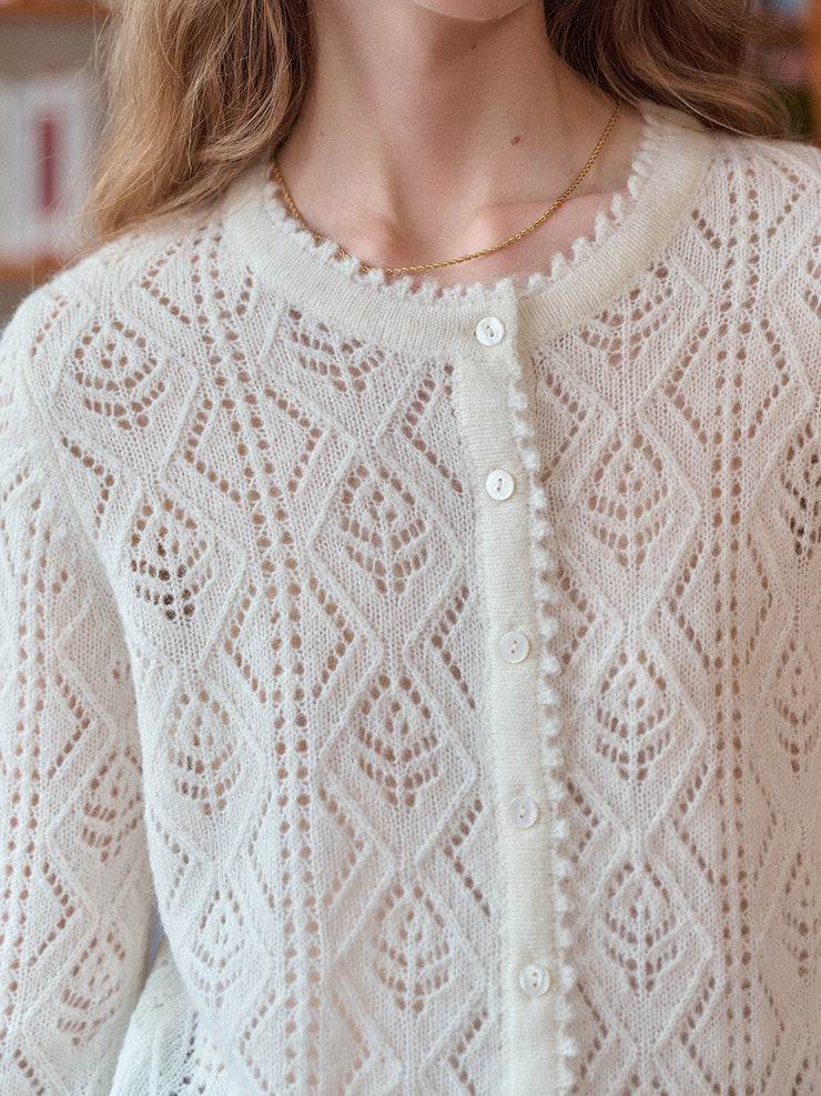 Phoenix V-Neck Hollow Knit Cardigan